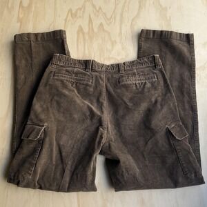 LL Bean Pants Mens 36x32 Brown Corduroy Cargo Straight Leg Stretch Casual Winter